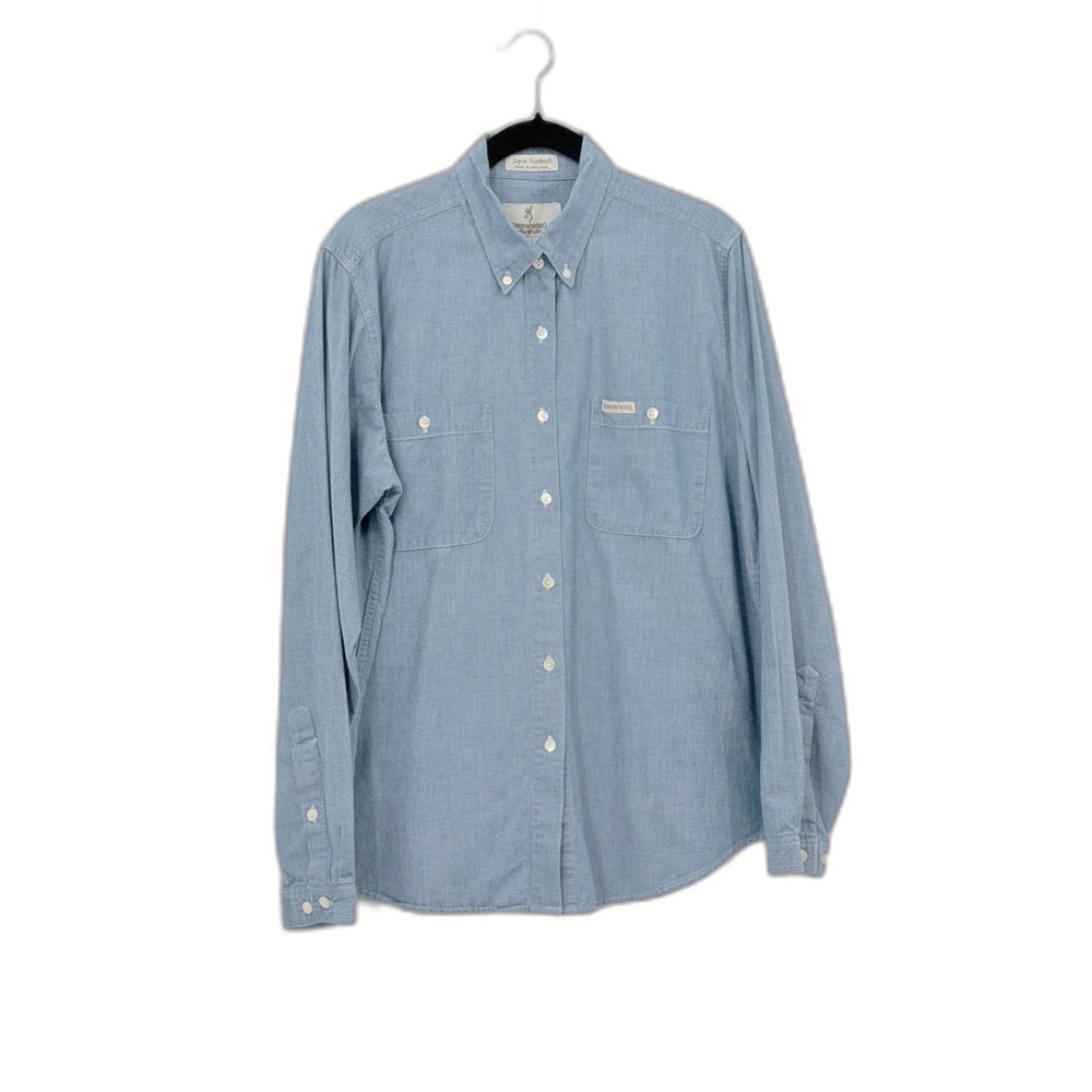 Browning for Her Super Naturals Chambray 100% Cotton Button Up Shirt XL Top - Picture 2 of 11